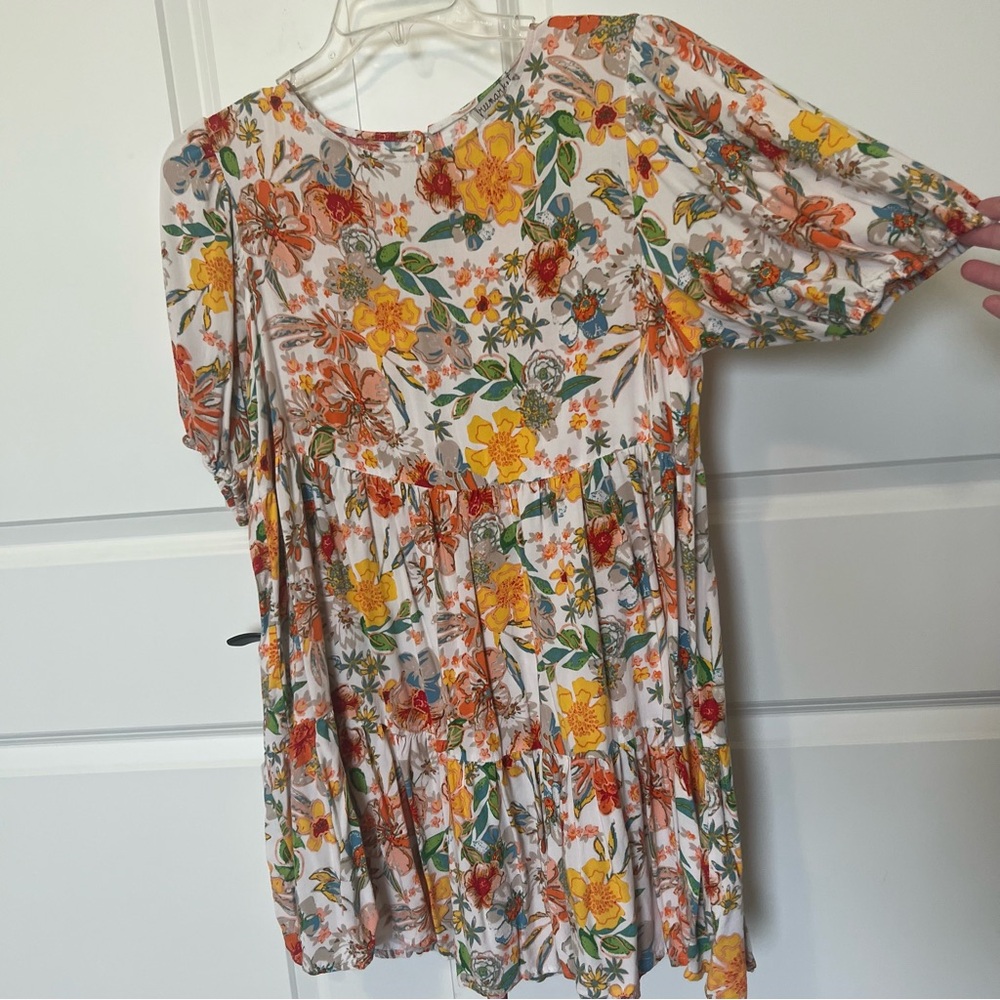 puff-sleeve tiered babydoll prairie summer dress boutique cottagecore milkmaid - Picture 9 of 15